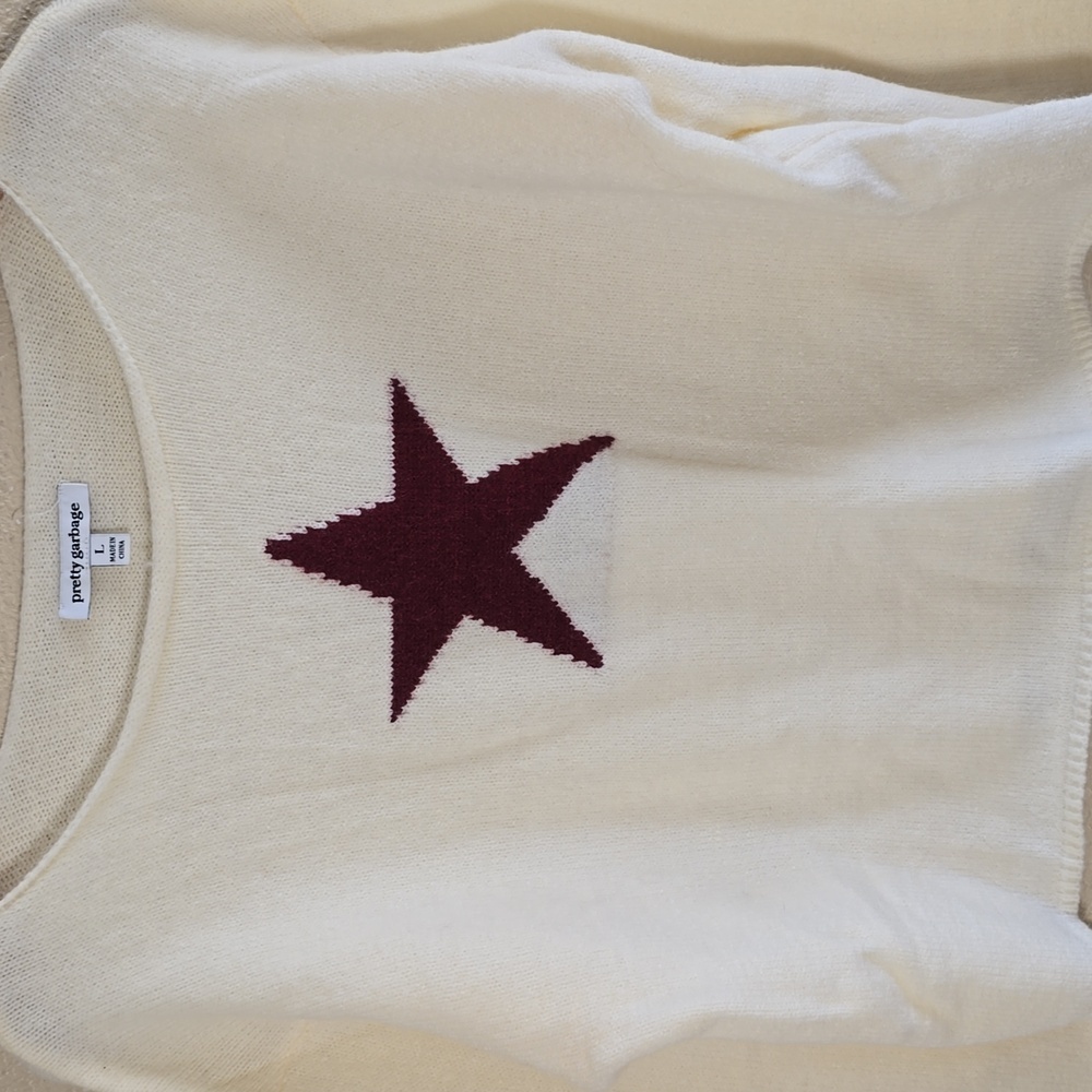 Pretty Garbage White/ Cream Star Sweater - Picture 2 of 7